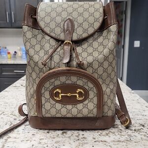 Gucci Beige and Brown Monogram Backpack